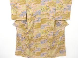 花筏模様縦節紬着物